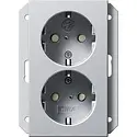 Gira Schuko-Steckdose 2-fach mit erhöhtem Berührungsschutz für 1-fach Unterputzdose System 55 aluminium matt (273126)