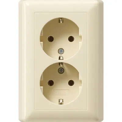 Gira Schuko-Steckdose 2-fach für 1-fach Unterputzdose Standard 55 creme glänzend (078801)
