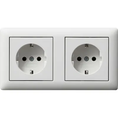 Gira Schuko-Steckdose set 2-fach komplett vorverdrahtet für Duo-Dose Standard 55 weiß matt (479304)