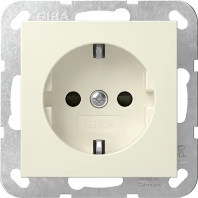Gira Schuko-Steckdose mit erhöhtem Berührungsschutz und Schraubklemmen System 55 creme glänzend (418301)