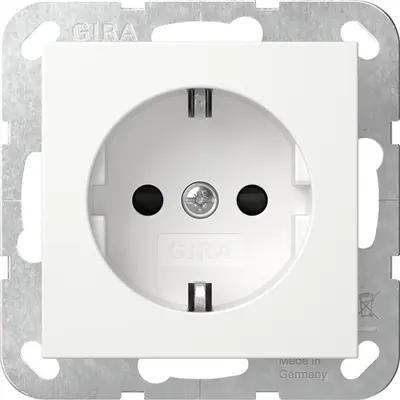 Gira Schuko-Steckdose mit erhöhtem Berührungsschutz und Schraubklemmen System 55 weiß glänzend (418303)