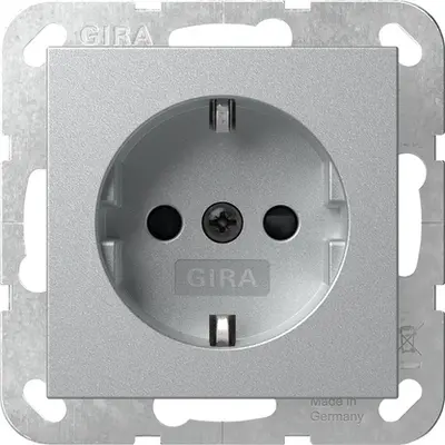 Gira Schuko-Steckdose mit erhöhtem Berührungsschutz und Schraubklemmen System 55 aluminium matt (418326)