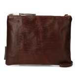 Fred de la Bretoniere crossbody small shiny croco printed leather  brown