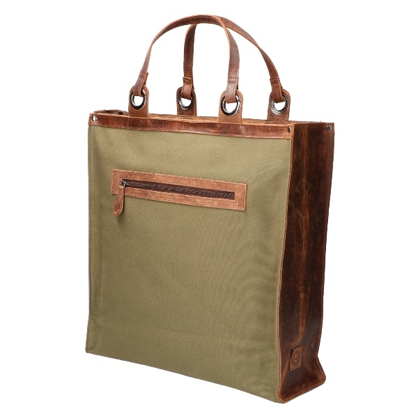 Revival Premium Bags shopper boodschappentas canvas met leer