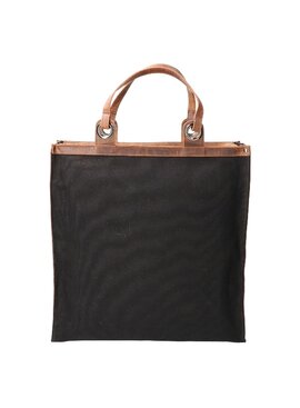Revival Premium Bags shopper boodschappentas canvas met leer
