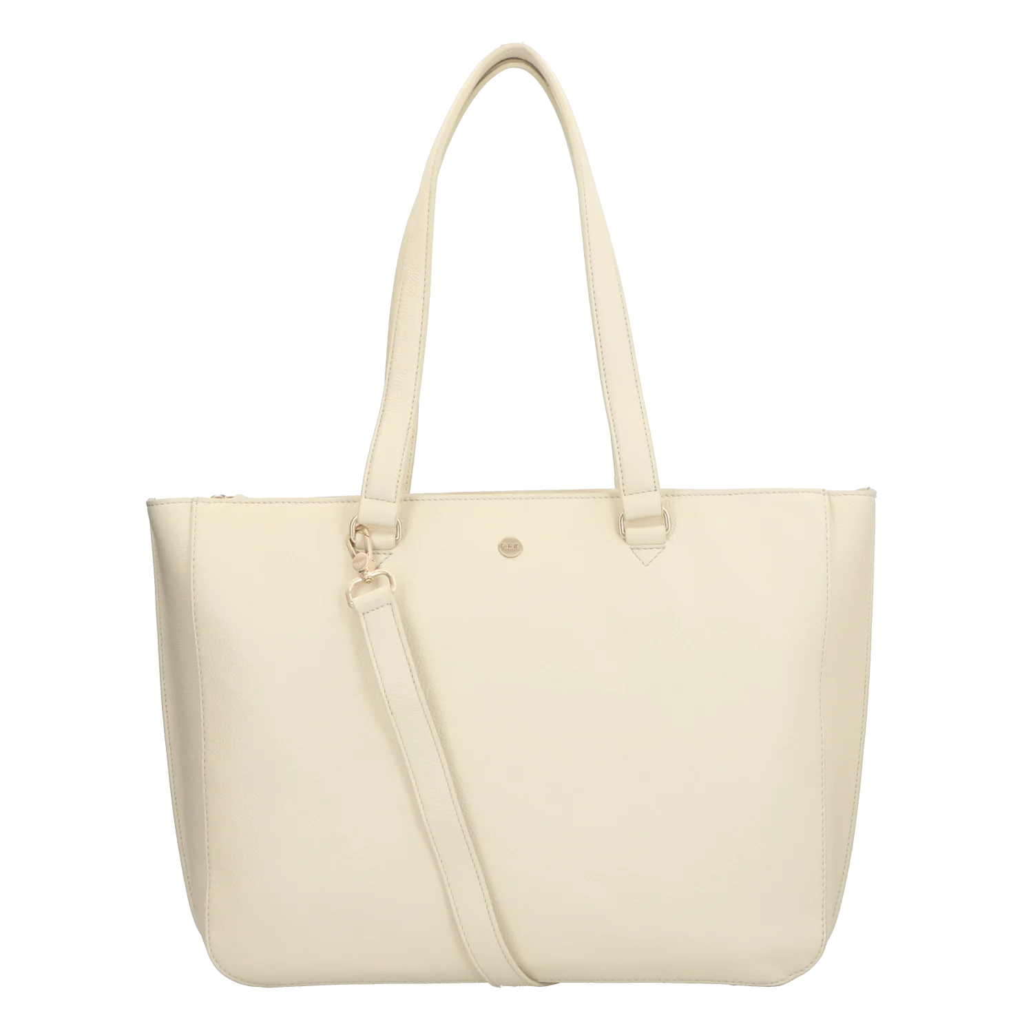 FMME Cream Schoudertas Caithy Grain Leer Voor 15 Inch Laptop