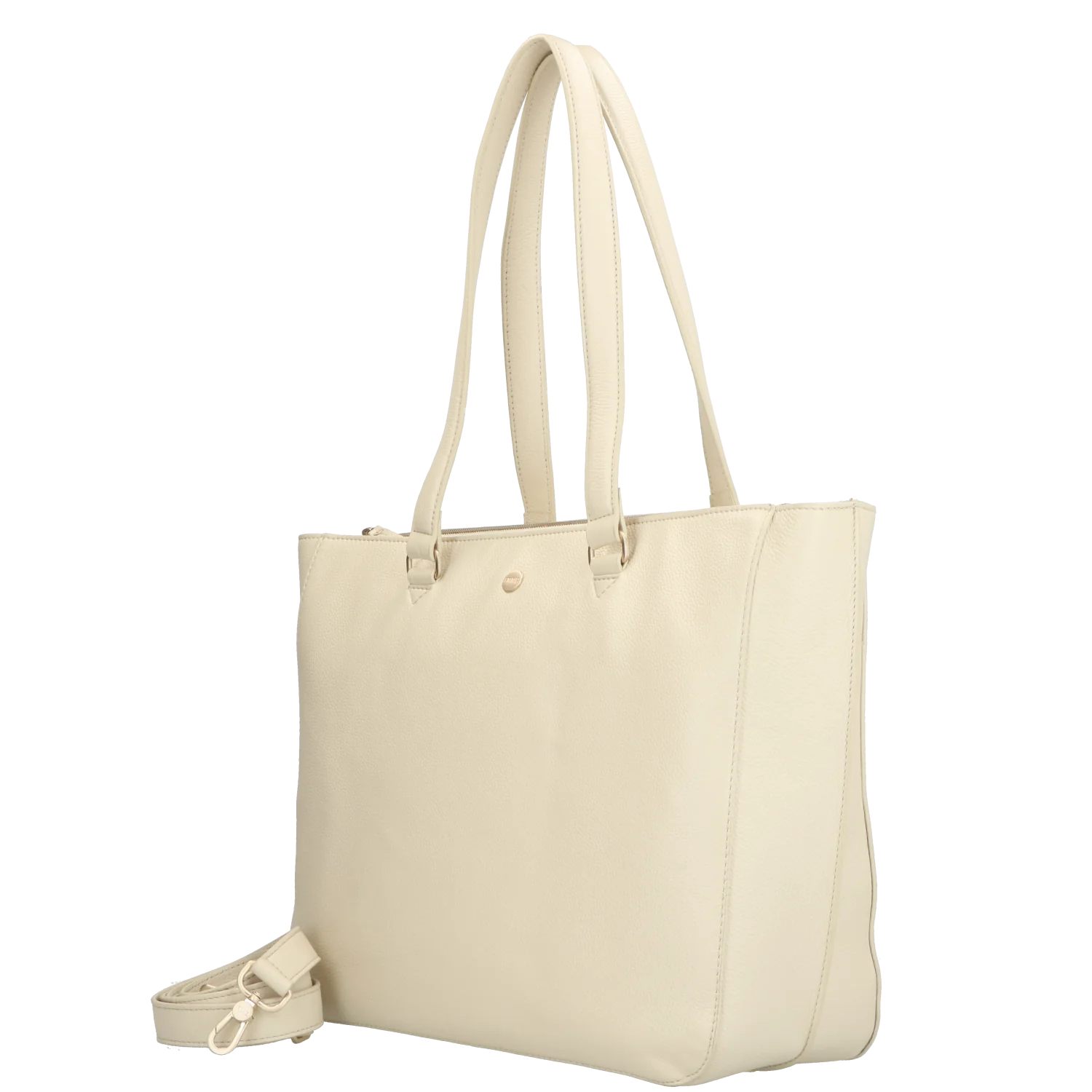 FMME Cream Schoudertas Caithy Grain Leer Voor 15 Inch Laptop