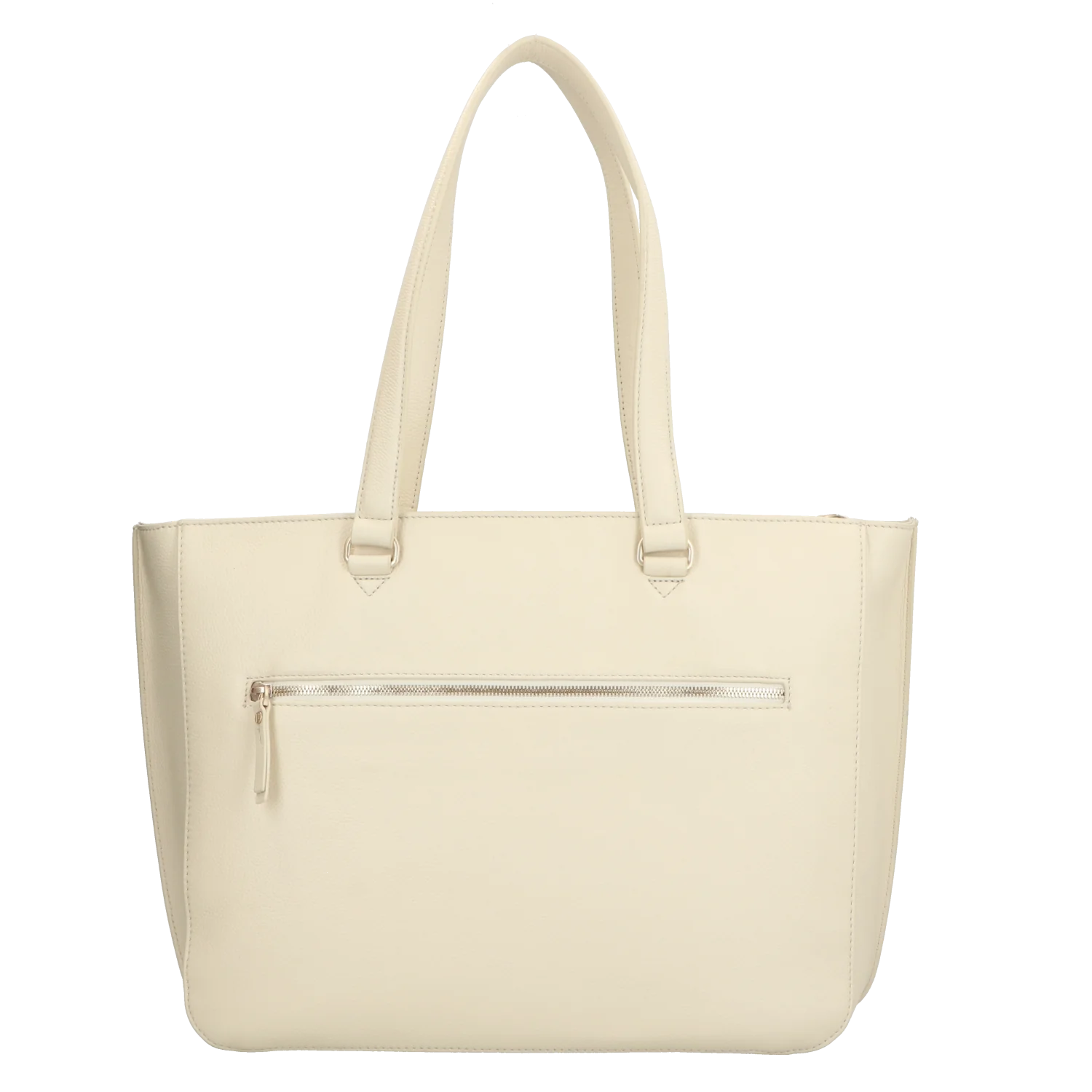 FMME Cream Schoudertas Caithy Grain Leer Voor 15 Inch Laptop