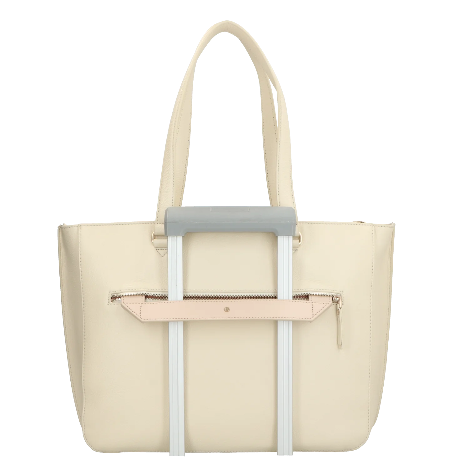 FMME Cream Schoudertas Caithy Grain Leer Voor 15 Inch Laptop