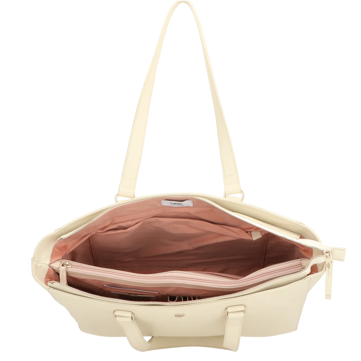 FMME Cream Schoudertas Caithy Grain Leer Voor 15 Inch Laptop