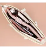 FMME Cream Schoudertas Caithy Grain Leer Voor 15 Inch Laptop