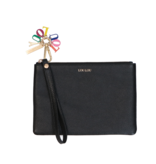 LouLou JJulie, zwart leren  clutch of etui met polsbandje