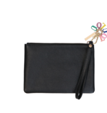 LouLou JJulie, zwart leren  clutch of etui met polsbandje