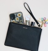 LouLou JJulie, zwart leren  clutch of etui met polsbandje
