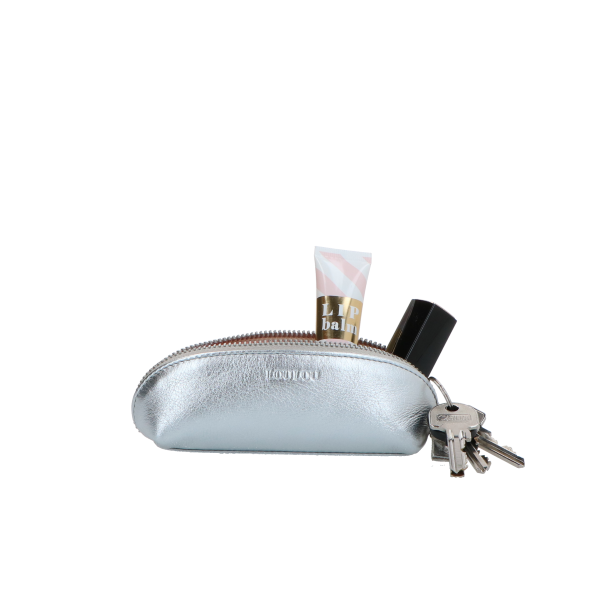 LouLou Etui voor pennen, sleutels of bril in zilver leer