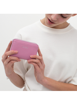 LouLou Kleine leren RFID portemonnee in pink grain leer