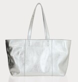 LouLou Ruime shopper Valerie in soepel zilver leer