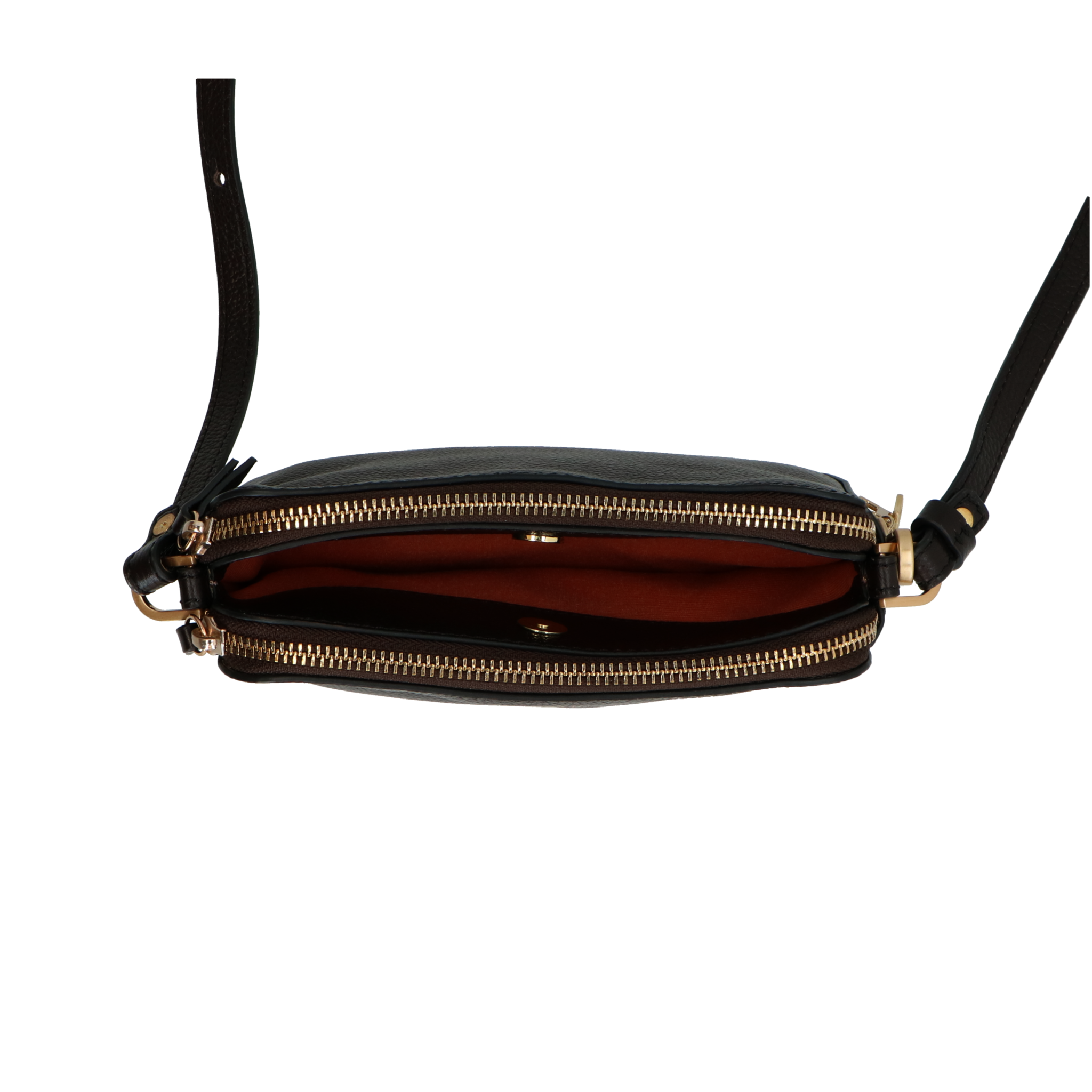 LouLou Sue, kleine leren crossbody Chocolate