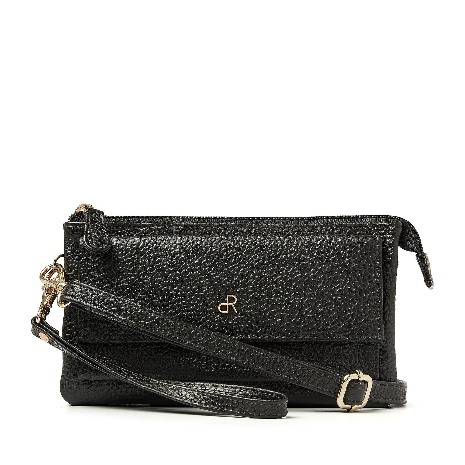 H. J. de Rooy leren schoudertasje/clutch 1103753 black