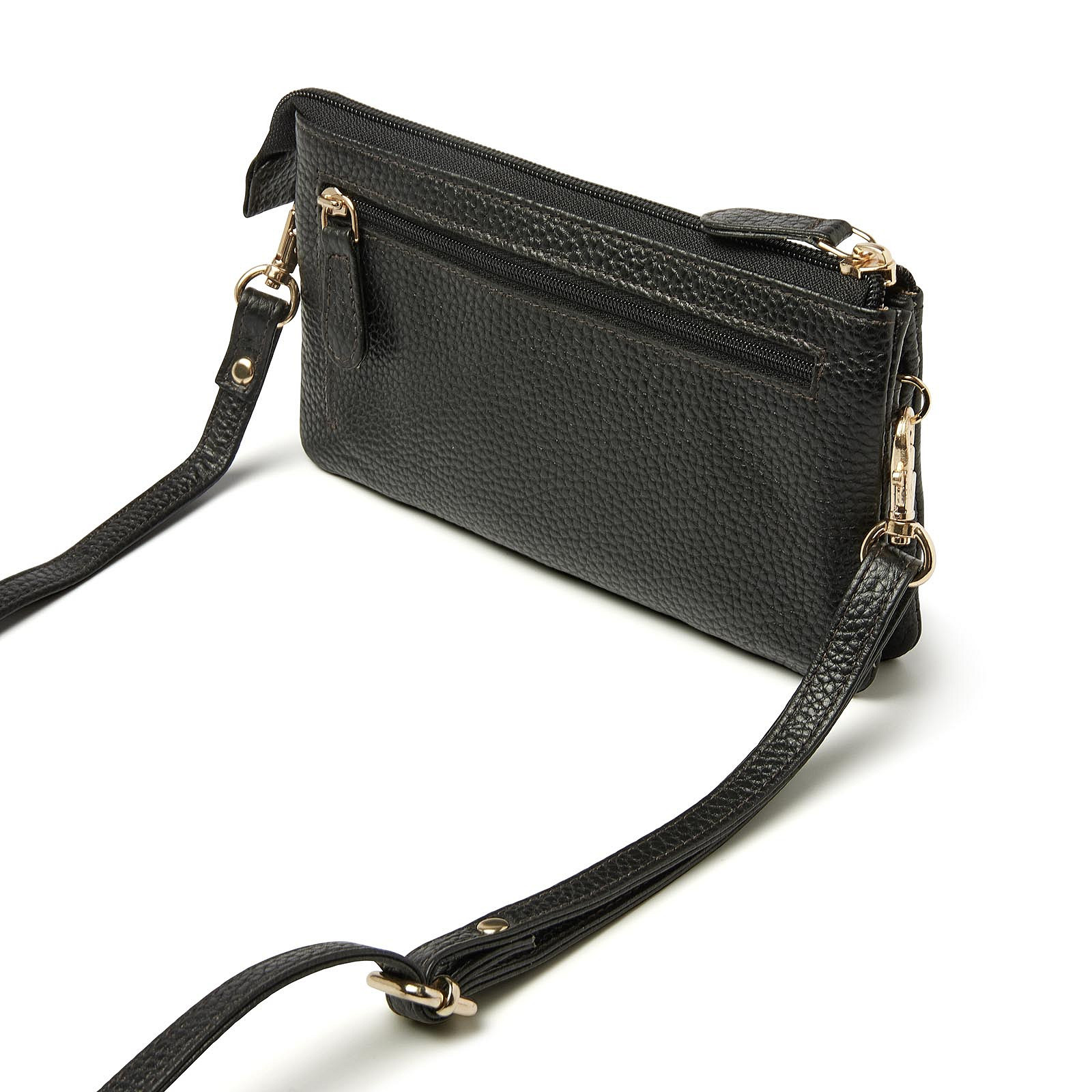 H. J. de Rooy leren schoudertasje/clutch 1103753 black