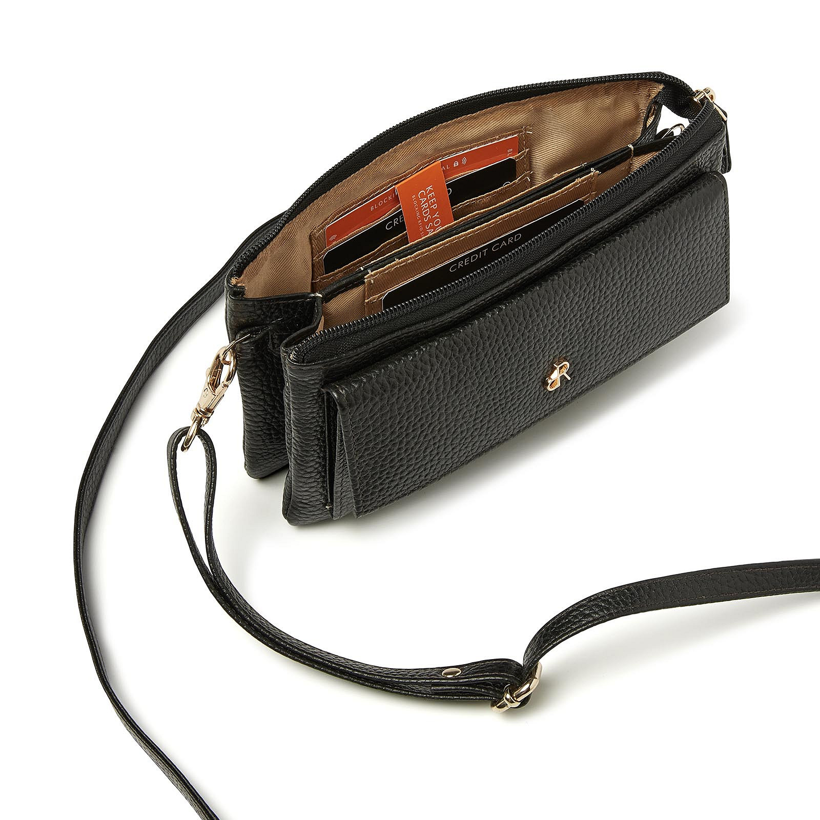 H. J. de Rooy leren schoudertasje/clutch 1103753 black