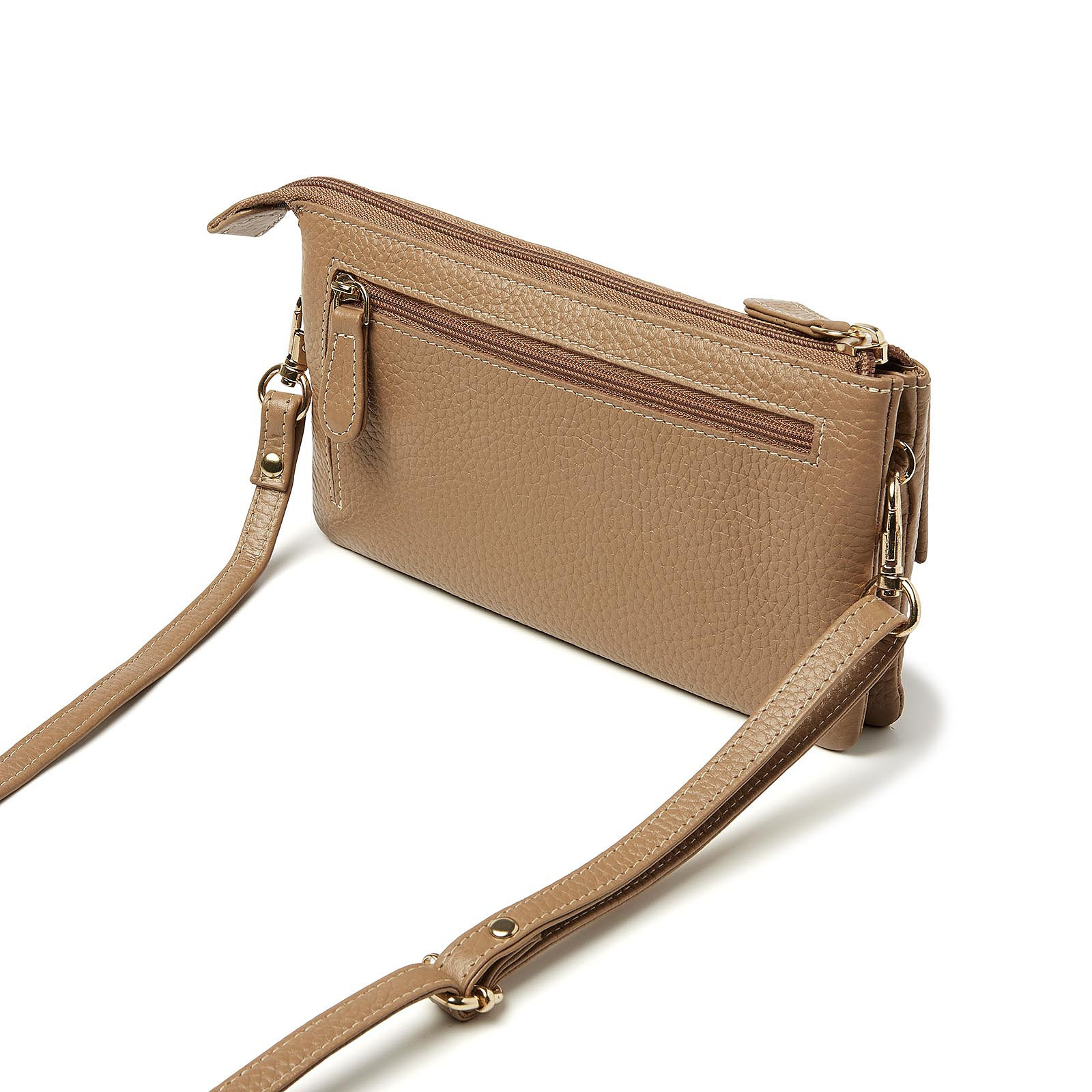 H. J. de Rooy leren schoudertasje/clutch 1103753 burro