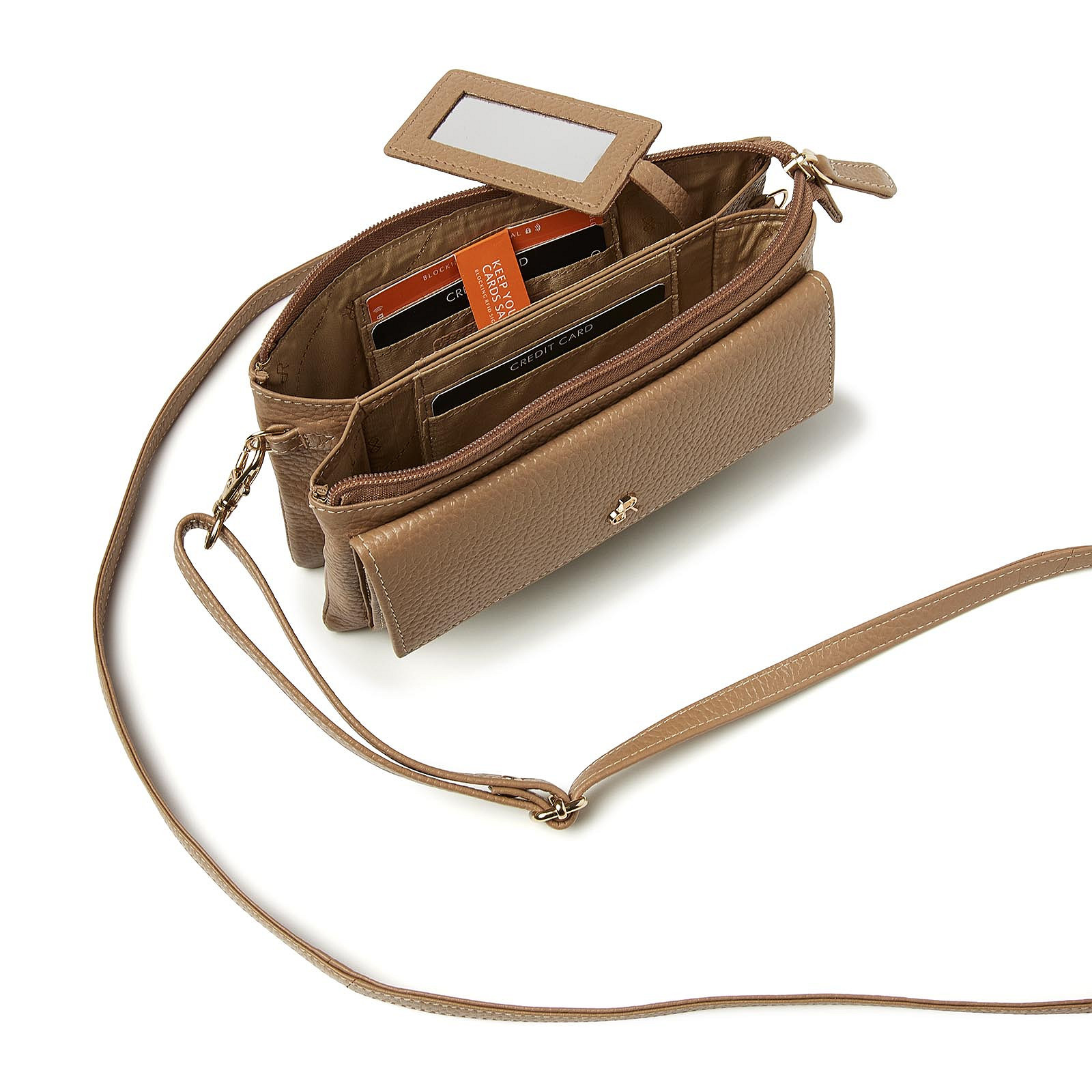 H. J. de Rooy leren schoudertasje/clutch 1103753 burro