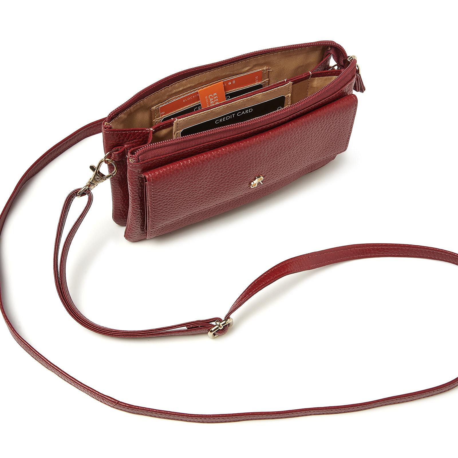 H. J. de Rooy leren schoudertasje/clutch 1103753  Red