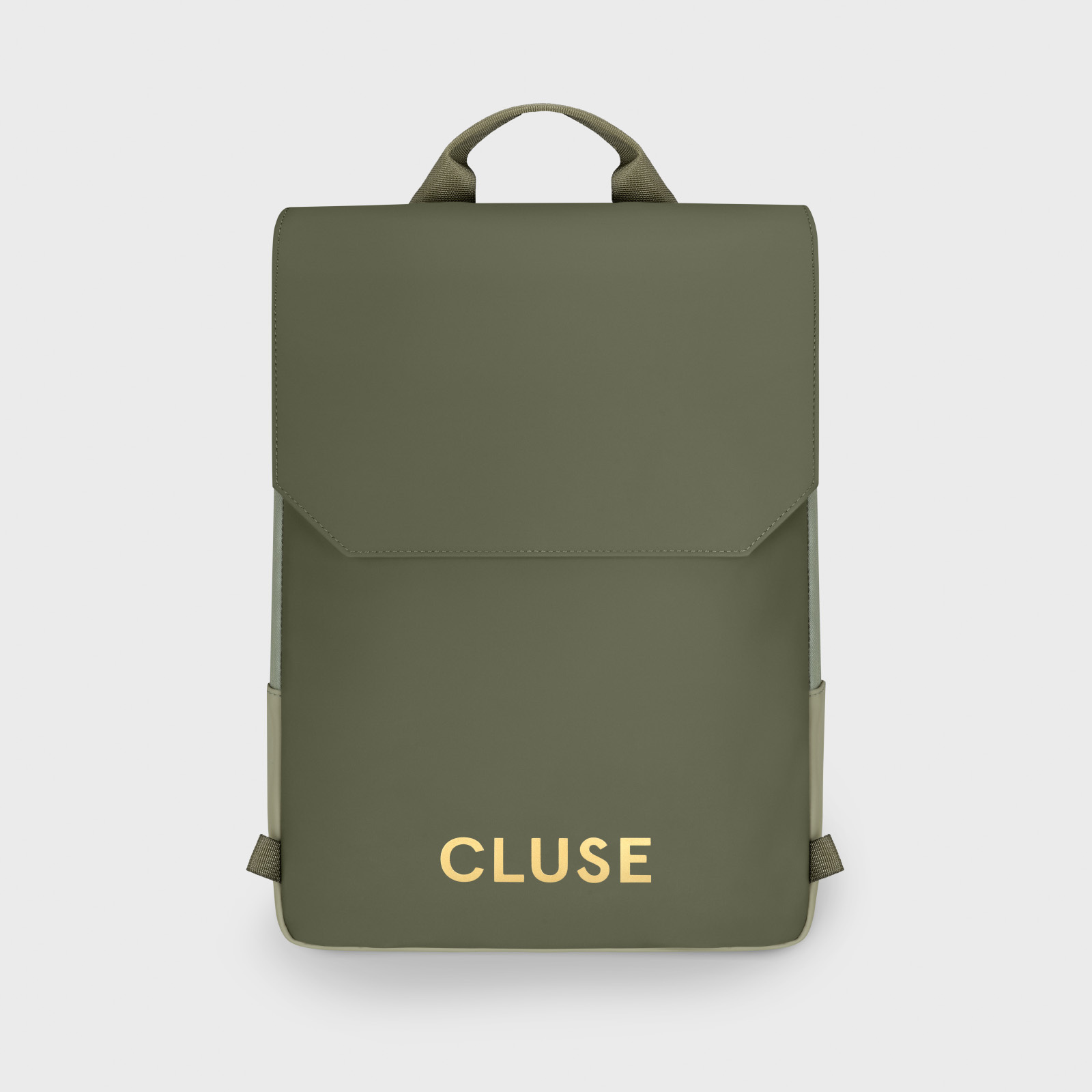 CLUSE Réversible Backpack, Light Green Olive, Gold Colour