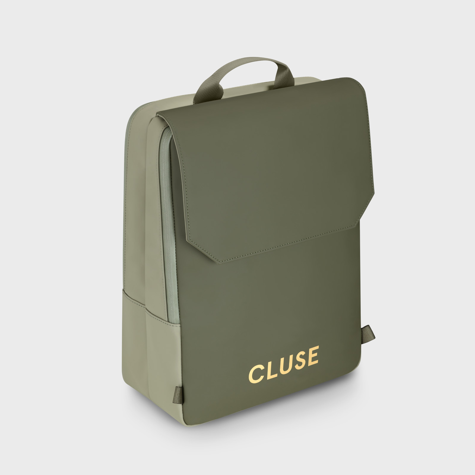 CLUSE Réversible Backpack, Light Green Olive, Gold Colour