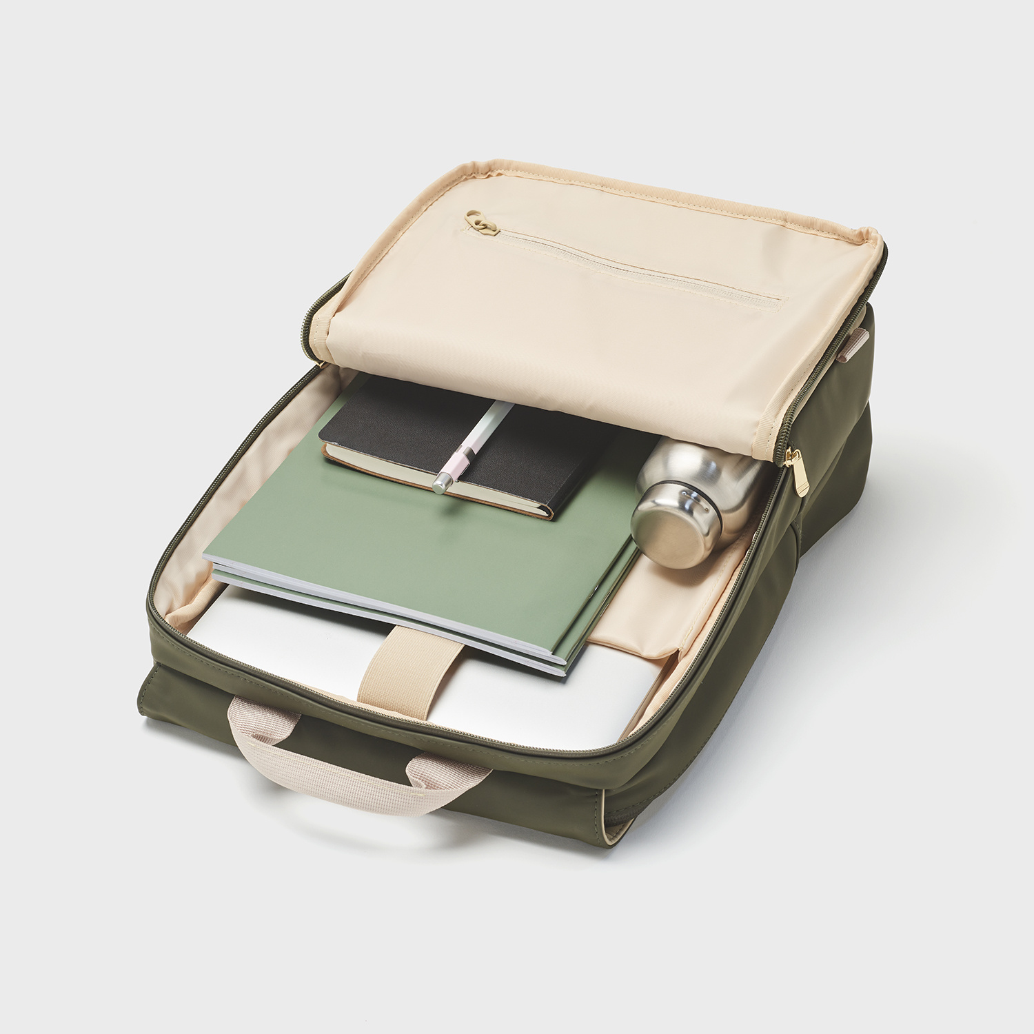 CLUSE Le Réversible Backpack, Dark Green Moss, Gold Colour