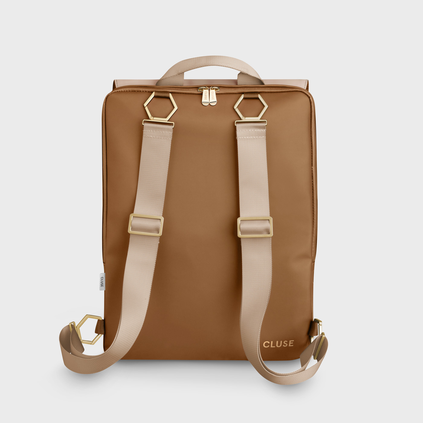 CLUSE Le Réversible Backpack, Camel Beige, Gold Colour
