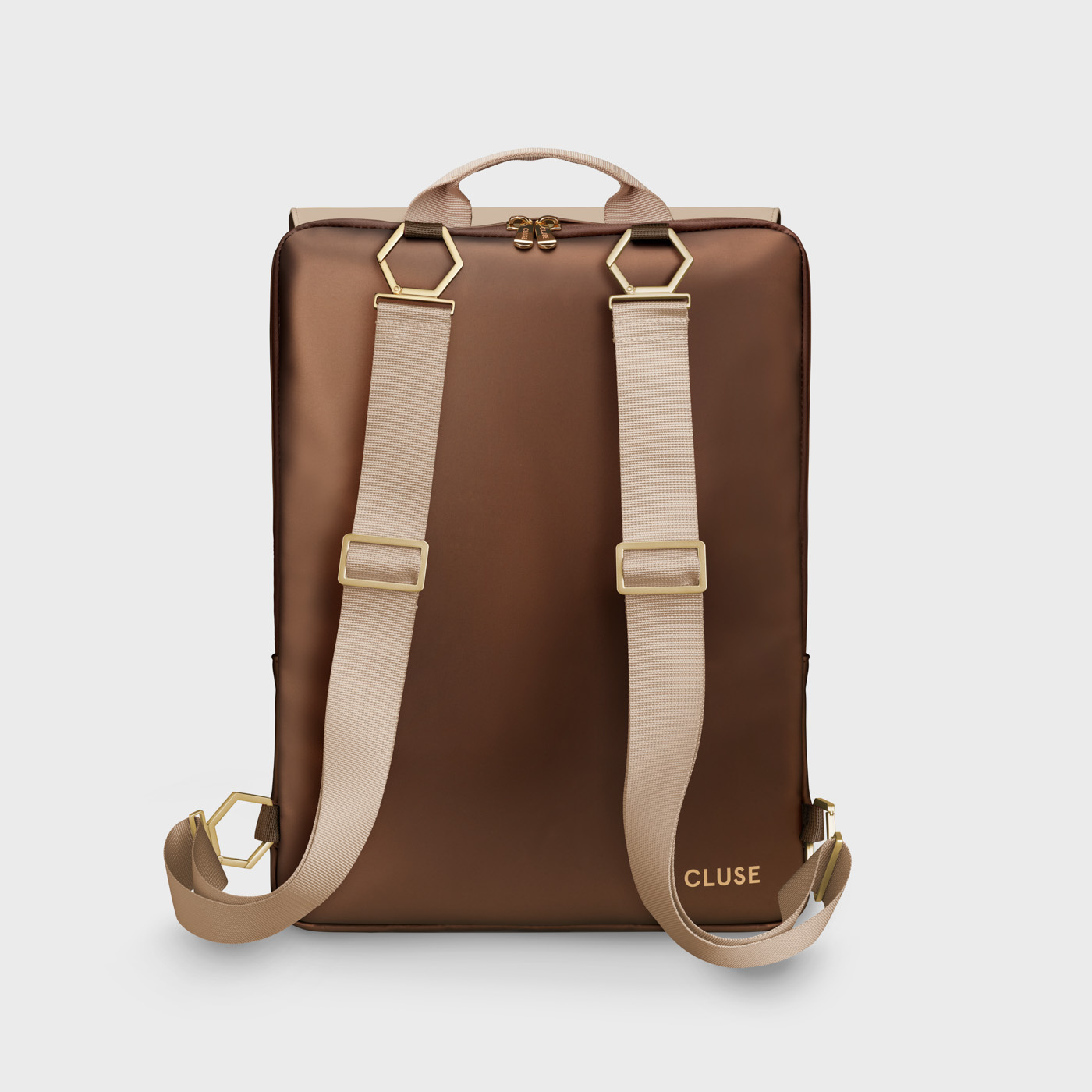 CLUSE Le Réversible Backpack, Metallic Brown Beige, Gold Colour