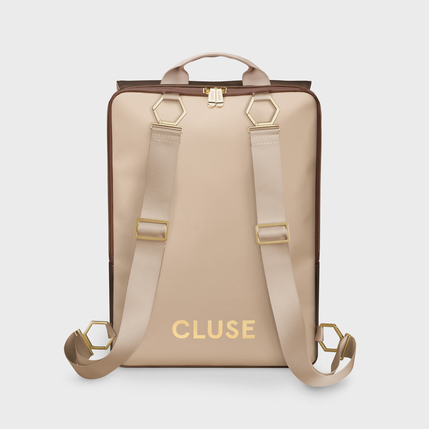 CLUSE Le Réversible Backpack, Metallic Brown Beige, Gold Colour