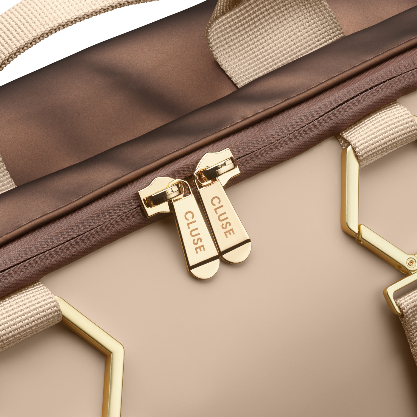 CLUSE Le Réversible Backpack, Metallic Brown Beige, Gold Colour