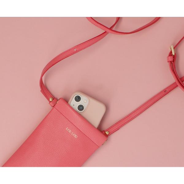 LouLou leren telefoontasje MIA Grapefruit