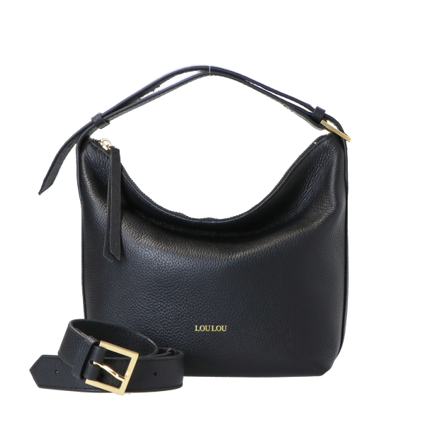 LouLou Stijlvolle Hobo Schoudertas van Soepel Grain Leer Dark Blue