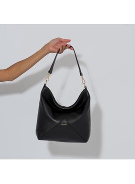 LouLou SABINE, soepele hobo leren schoudertas black