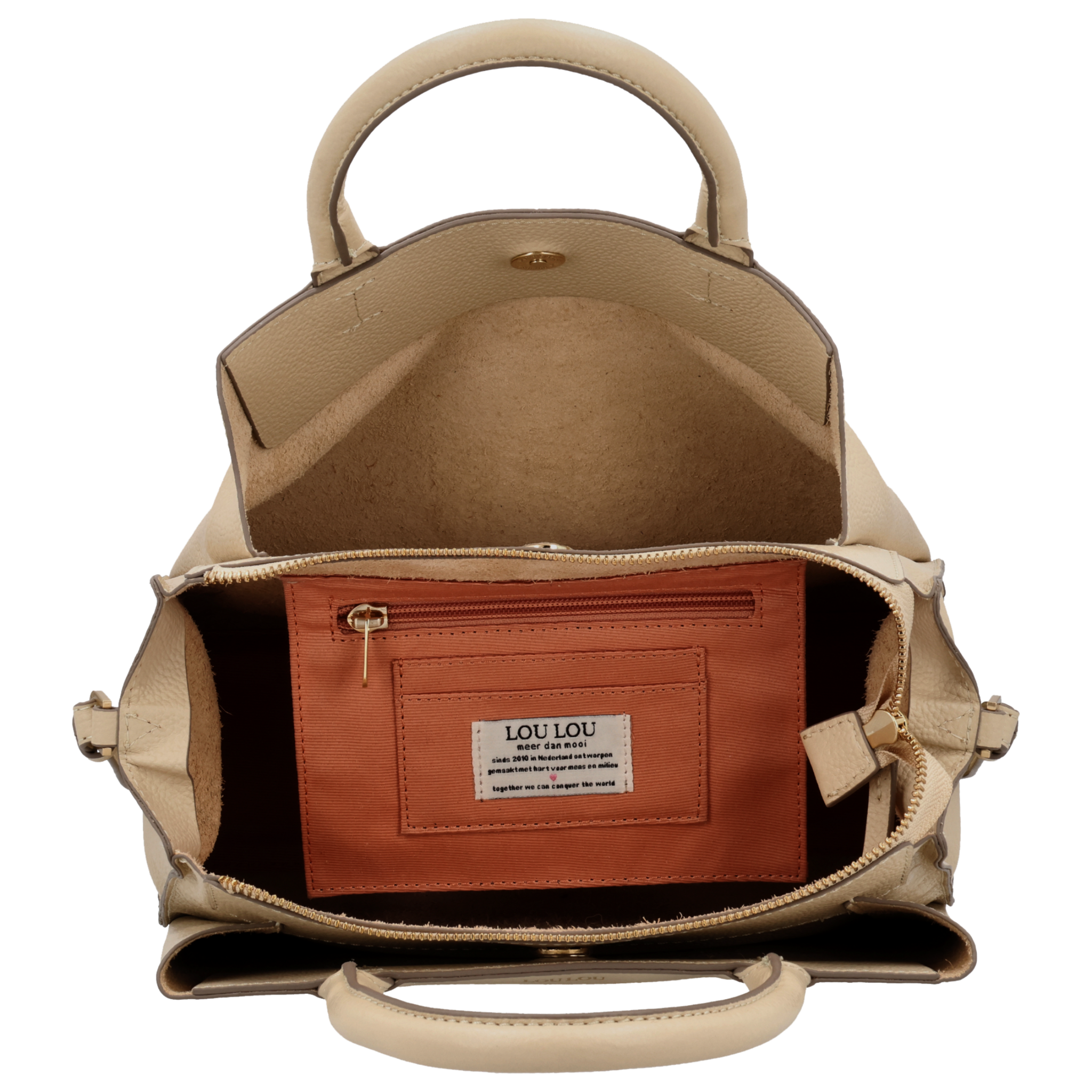 LouLou Dames leren schoudertas Vera Beige