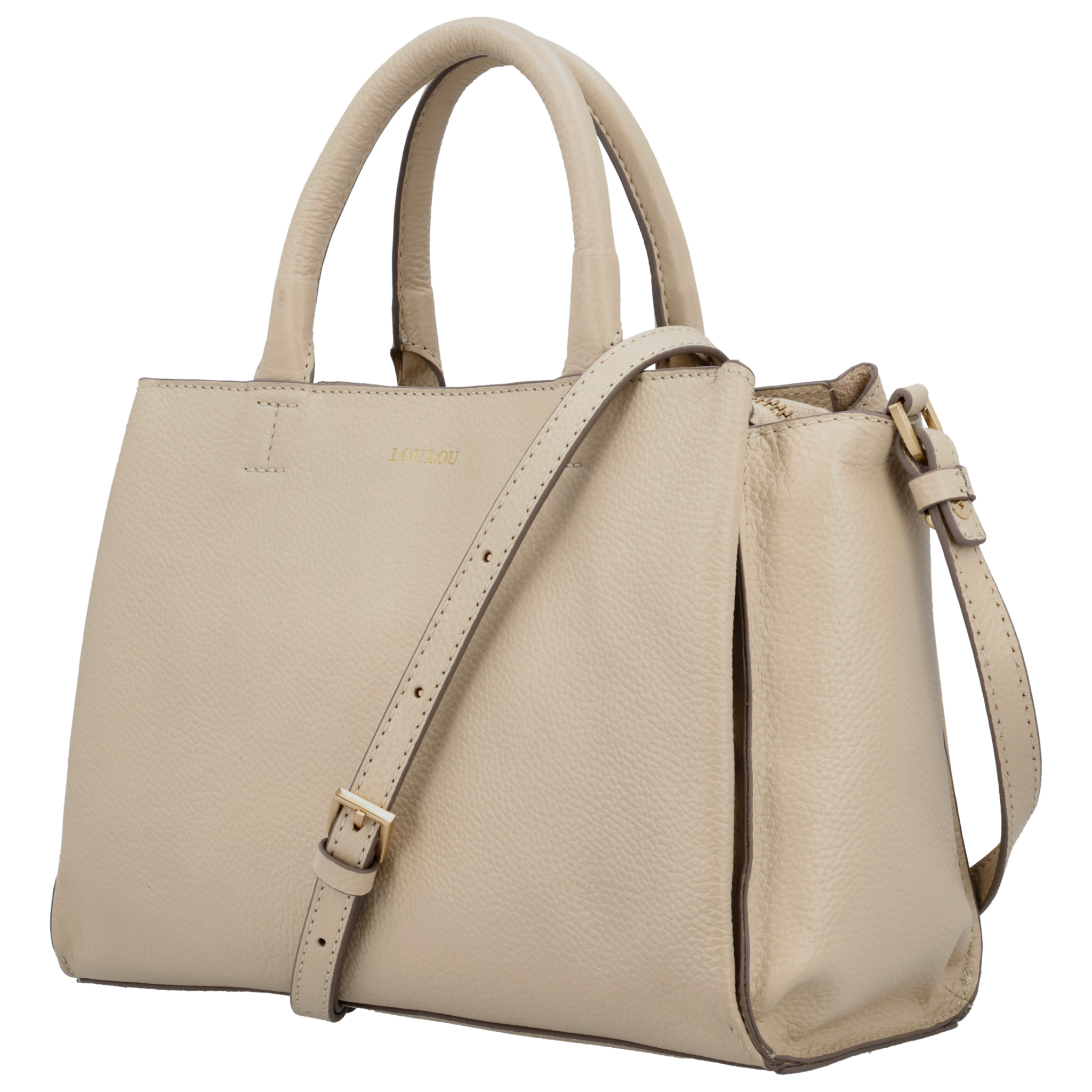 LouLou Dames leren schoudertas Vera Beige