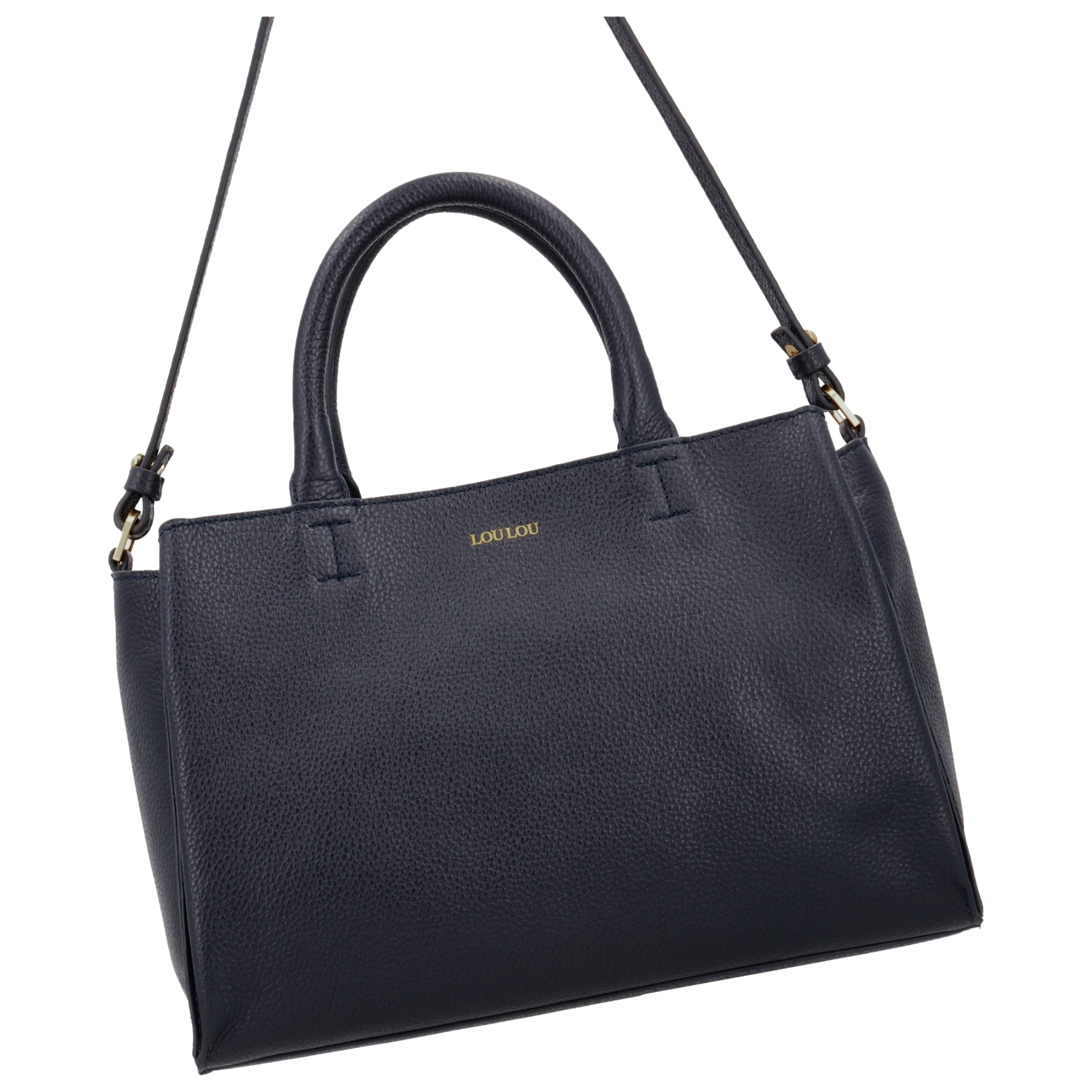 LouLou Dames leren schoudertas Vera Dark Blue