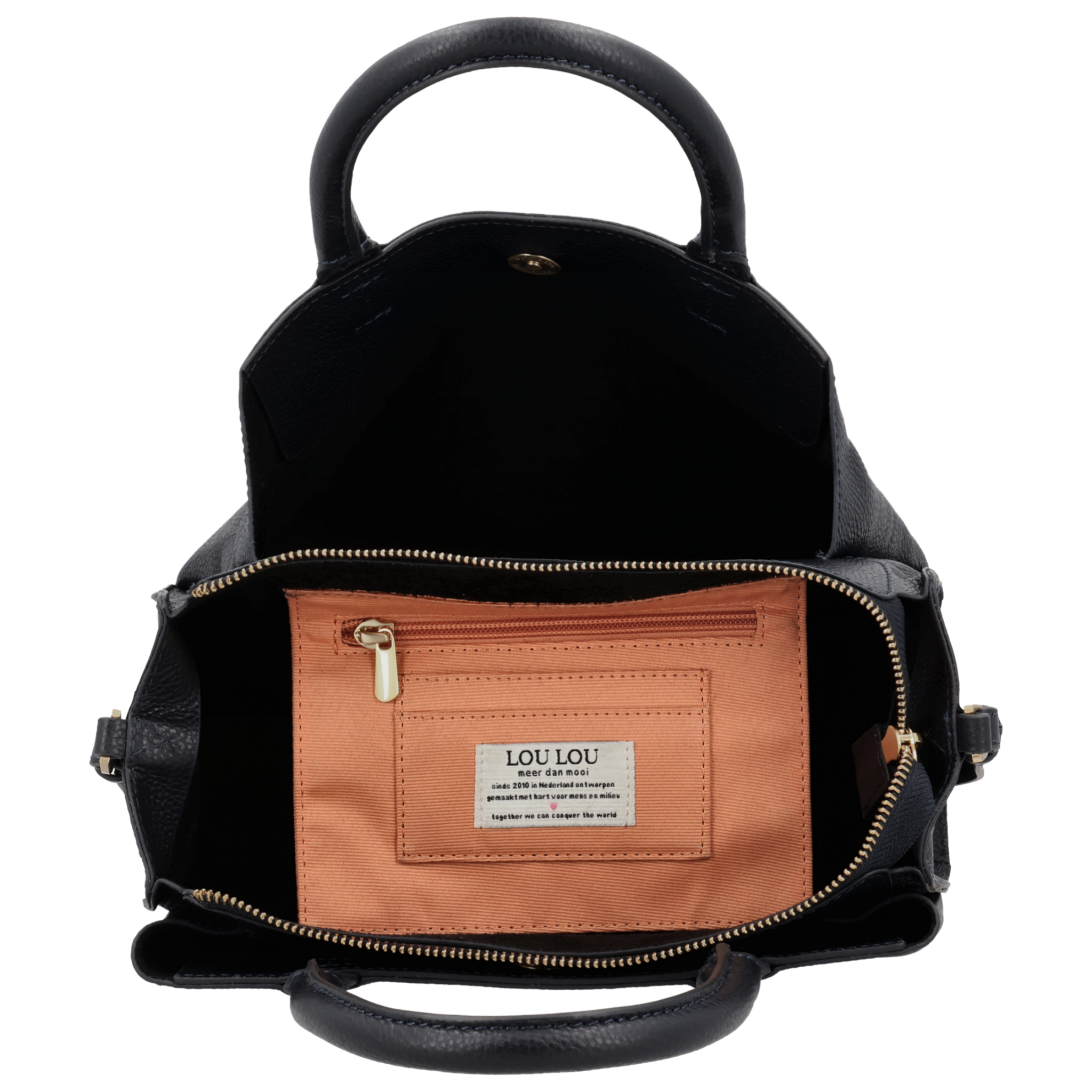 LouLou Dames leren schoudertas Vera Dark Blue