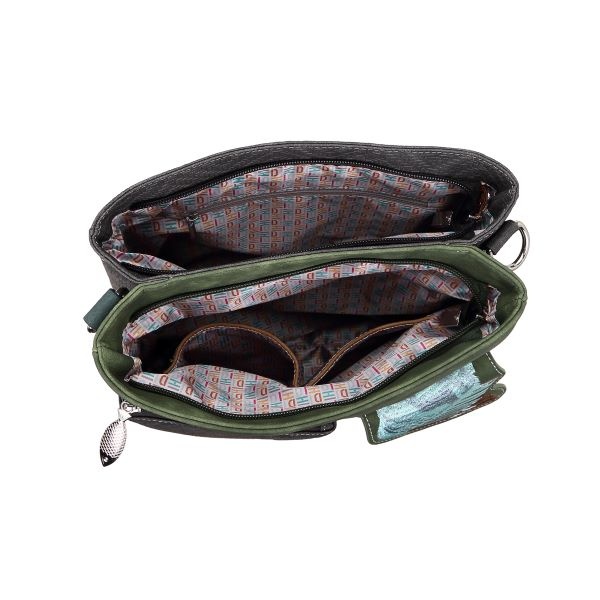 Hi Di Hi Schoudertas Kingshopper green/d. grey KS07