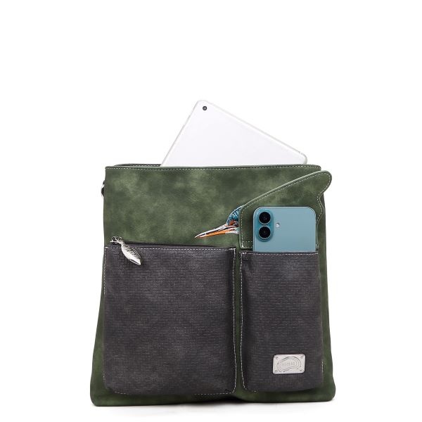 Hi Di Hi Schoudertas Kingshopper green/d. grey KS07