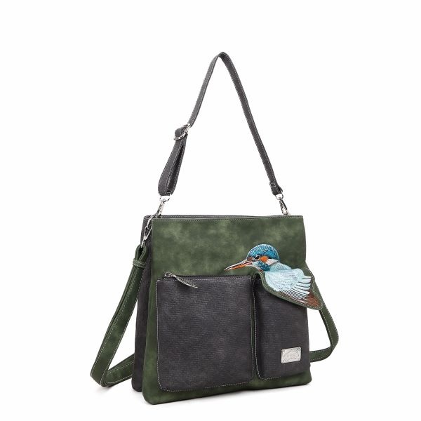 Hi Di Hi Schoudertas Kingshopper green/d. grey KS07