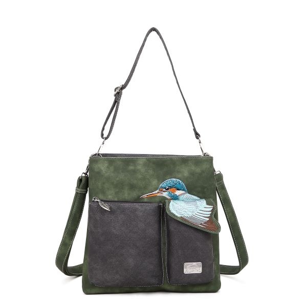 Hi Di Hi Schoudertas Kingshopper green/d. grey KS07