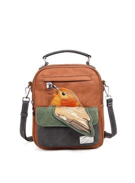 Hi Di Hi Schoudertas Traveller cognac/green TRV12