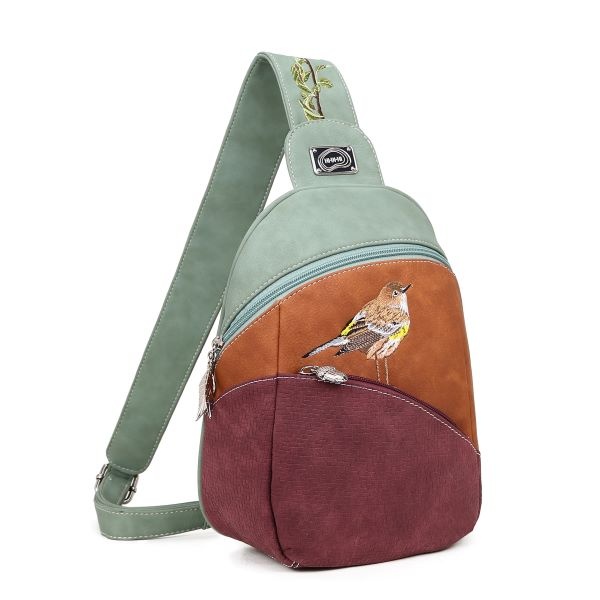 Hi Di Hi Rugzak/Slingband  Tjirp green/cognac/purple TP03