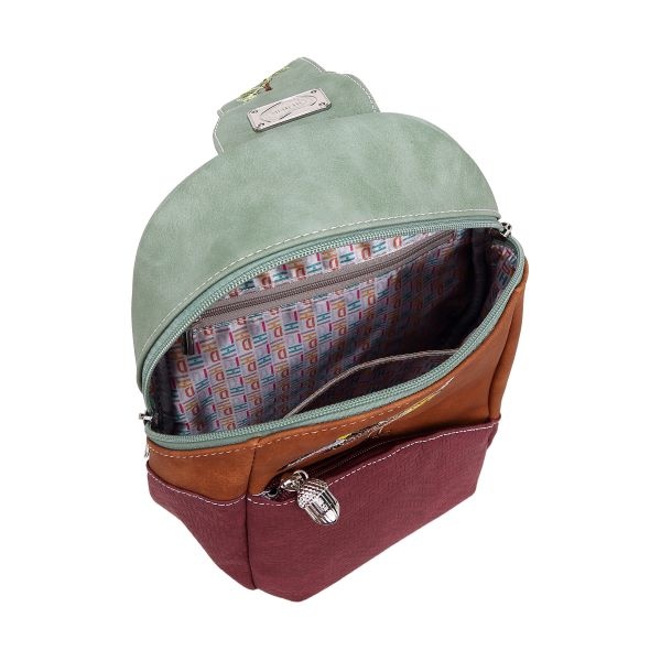 Hi Di Hi Rugzak/Slingband  Tjirp green/cognac/purple TP03