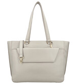 LouLou CELINE Fog Gold – Grijze leren laptoptas met gouden details